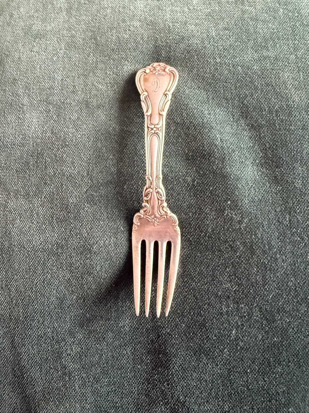 Vintage Gorham Chantilly Sterling Silver Baby Fork 4.25" Monogram D Family Owned